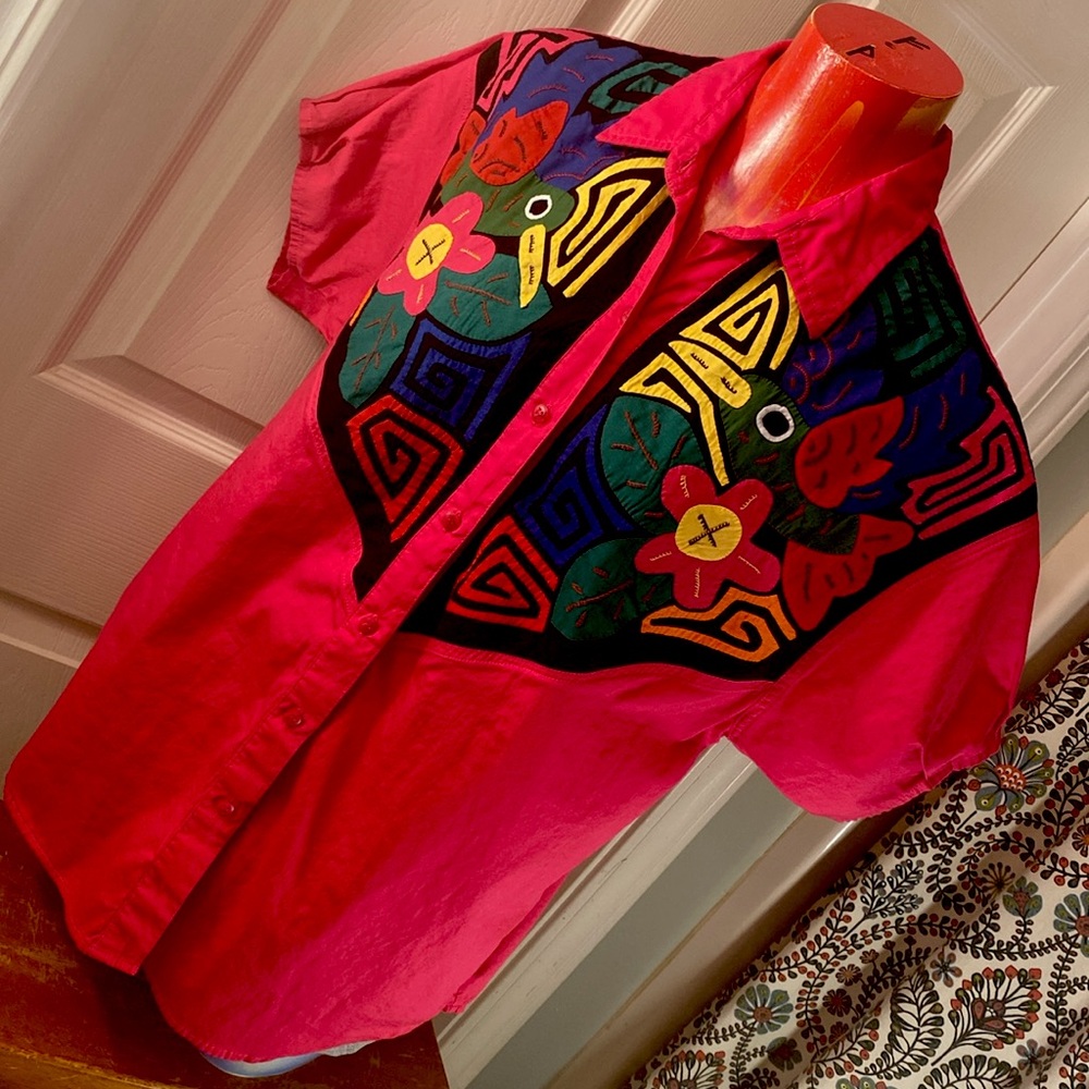 VINTAGE MY NAME IS PANAMA Buttoned Down Fun Rad Retro Vacation Beach Top - Picture 9 of 16